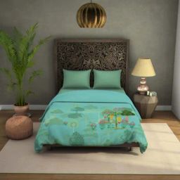 Spaces Floral Blue 340 GSM Polyester Double Fleece Blanket-image-1