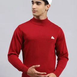 Monte Carlo Red Wool Blend Regular Fit Solid Pullover-7
