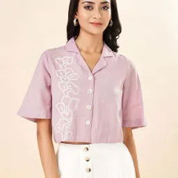 Akkriti by Pantaloons Purple Plain Shirt-picture-2