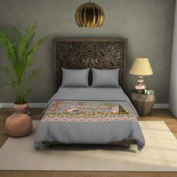 Spaces Floral Grey 340 GSM Polyester Double Fleece Blanket-image-47