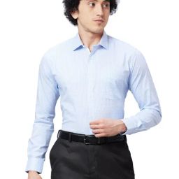 Park Avenue Blue Slim Fit Checks Shirt-image-68