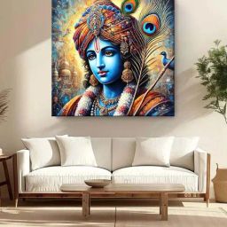 999Store Multicolor Canvas Lord Krishna Painting-19