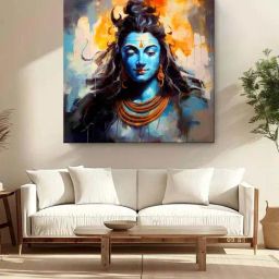 999Store Multicolor Canvas Abstract Shiva Painting-5
