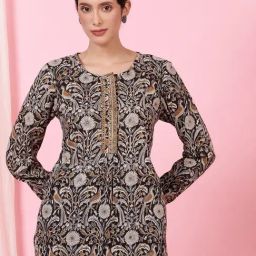 Folksong Black Pure Cotton Printed Top-image-48