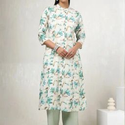 Soch Beige Linen Floral Print Kurta-image-84
