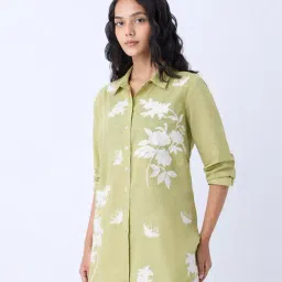 Utsa by Westside Lime Floral Embroidered Cotton Ethnic Tunic-picture-21