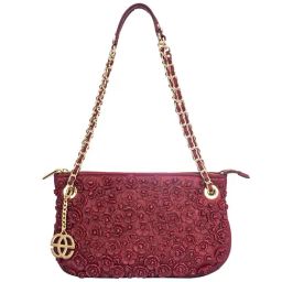 Eske Nabilo Magenta Embellished Medium Shoulder Handbag-image-50