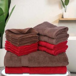 Bianca PARADISO Burgundy & Grey 100% Cotton Towel - Set of 14-image-16