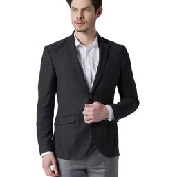 Park Avenue Grey Notched Lapel Blazer-image-48