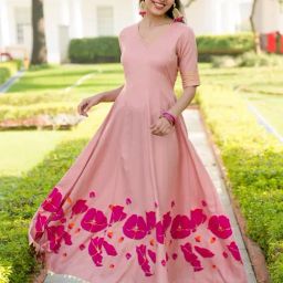 Rustorange Pink Floral Print Maxi Dress-image-36