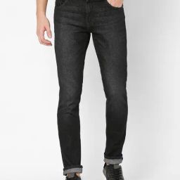 Spykar Black Skinny Fit Lightly Washed Jeans-image-99
