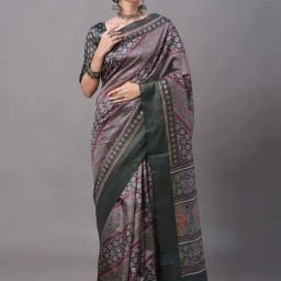 Saree Mall Black Printed Saree With Unstitched Blouse-image-68