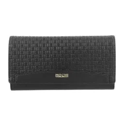 Mochi Black Textured Small Wallet for Women-10