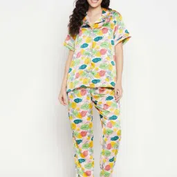 Clovia Multicolor Printed Shirt With Pyjamas-image-9