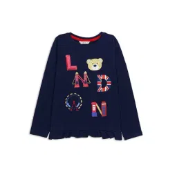 H by Hamleys Girls Navy Embellished Full Sleeves T-Shirt-image-83