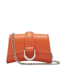 Miraggio Orange Textured Small Sling Handbag-28