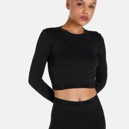 Puma EVOKNIT Black Logo Print Crop Top-image-48
