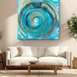 999Store Blue Canvas Swirling Vortex Dynamic Abstract Art-43