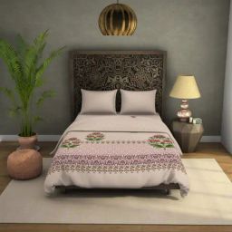 Spaces Floral Cream 340 GSM Polyester Double Fleece Blanket-36