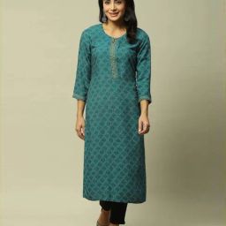 Rangriti Green Straight Fit Printed Kurta-picture-22