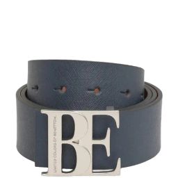 United Colors of Benetton Pavel Navy & Tan Leather Reversible Belt For Men-image-96