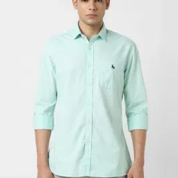 Van Heusen Green Cotton Slim Fit Printed Shirt-picture-4