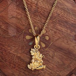 AKSHAT SAPPHIRE Kids 925 Sterling Silver Gold-Plated God Ganesh Temple Pendant-8