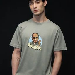 The Souled Store Green Cotton Relaxed Fit Graphic T-Shirt-image-72