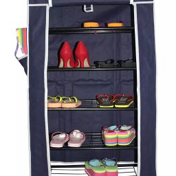 Shopper52 Portable Folding 4 Layer Shoe Rack With Wardrobe Cover 4SHRK-image-4