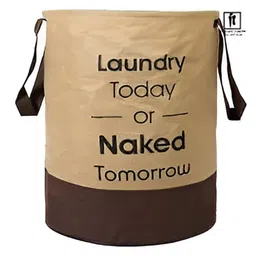 Fashion Throw Brown & Beige Printed Foldable Laundry Bag-36