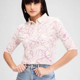 Spykar Pink Floral Print Polo T-Shirt-picture-10
