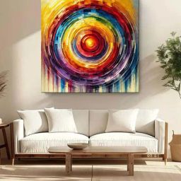 999Store Multicolor Canvas Radiant Spectrum A Colorful Abstract Circle Painting-4