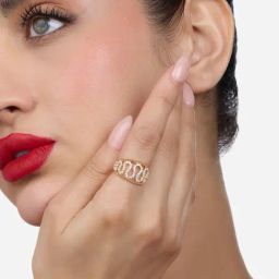Zaveri Pearls Gold Tone Cubic Zirconia Dazzling Contemporary Adjustable Ring-ZPFK17540-22