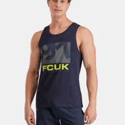FCUK Navy Blue Cotton Print Sleeveless Vests-image-40