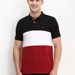 Allen Solly Black Cotton Regular Fit Colour Block Polo T-Shirt-image-43