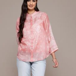 aarke Ritu Kumar Peach Polyster Full Sleeve Shirt-image-11