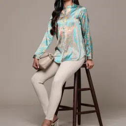 aarke Ritu Kumar Emerald Full Sleeve Printed Shirt-image-33
