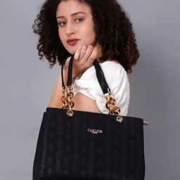 Carlton London Black Textured Medium Handbag-image-36