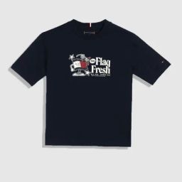 TOMMY HILFIGER Boys Dark Night Navy Cotton Printed T-Shirt-image-16