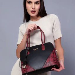 Carlton London Red & Black Animal Effect Medium Handbag-9