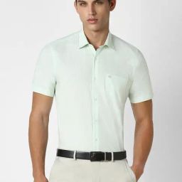 Peter England Green Skinny Fit Striped Shirts-image-121