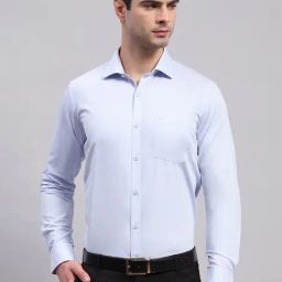 Monte Carlo Sky Blue Cotton Regular Fit Shirt-image-85