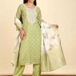 Soch Womens Light Green Abstract Print Chanderi Unstitch Dress Material With Thread Work-image-70