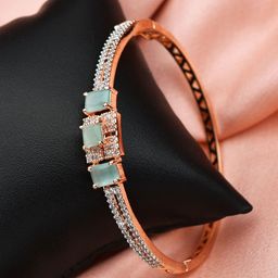 SHILLYN Women Brass Cubic Zirconia Gold-Plated Bangle-Style Bracelet-13