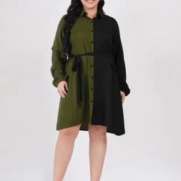 Lastinch Green & Black Colourblocked Dress-image-71