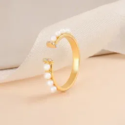 Touch925 Rose Gold Pearls & CZ Stones Band Ring for Women-picture-45