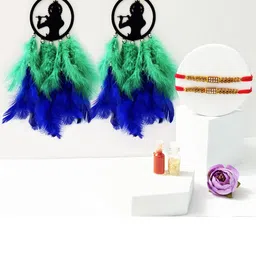 COLOR SPLASH 2-Pcs Krishna Rakhi With Dream Catcher & Roli Chawal Gift Set-25