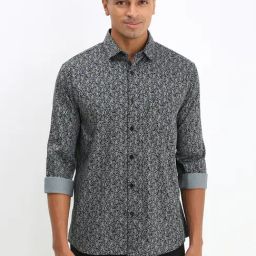 Allen Solly Grey Cotton Slim fit Print Casual Shirt-image-13