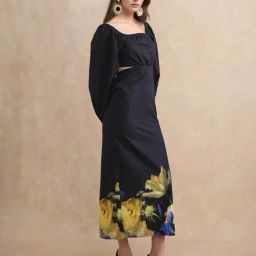 RAREISM Black Cotton Printed Long Sleeves Dress-picture-20