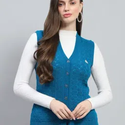Monte Carlo Blue Wool Self Design Cardigan-image-20